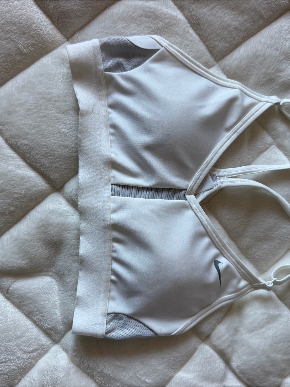 Nike White & Light Gray Strappy Sports Bra